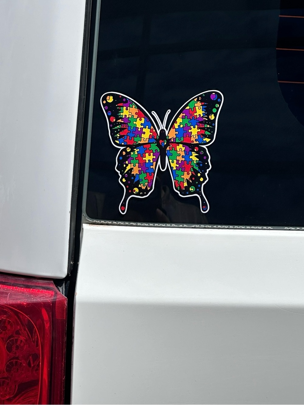 Colorful Puzzle Butterfly Vinyl Sticker - Multi-Color